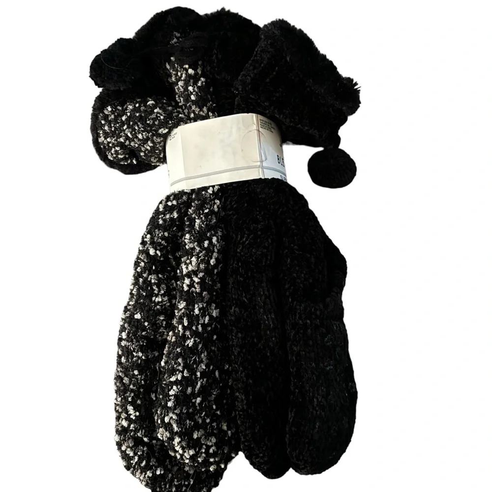 Jane & Bleecker 2 Pair Slipper Socks in Black Popcorn Stitch -& Black Chenille